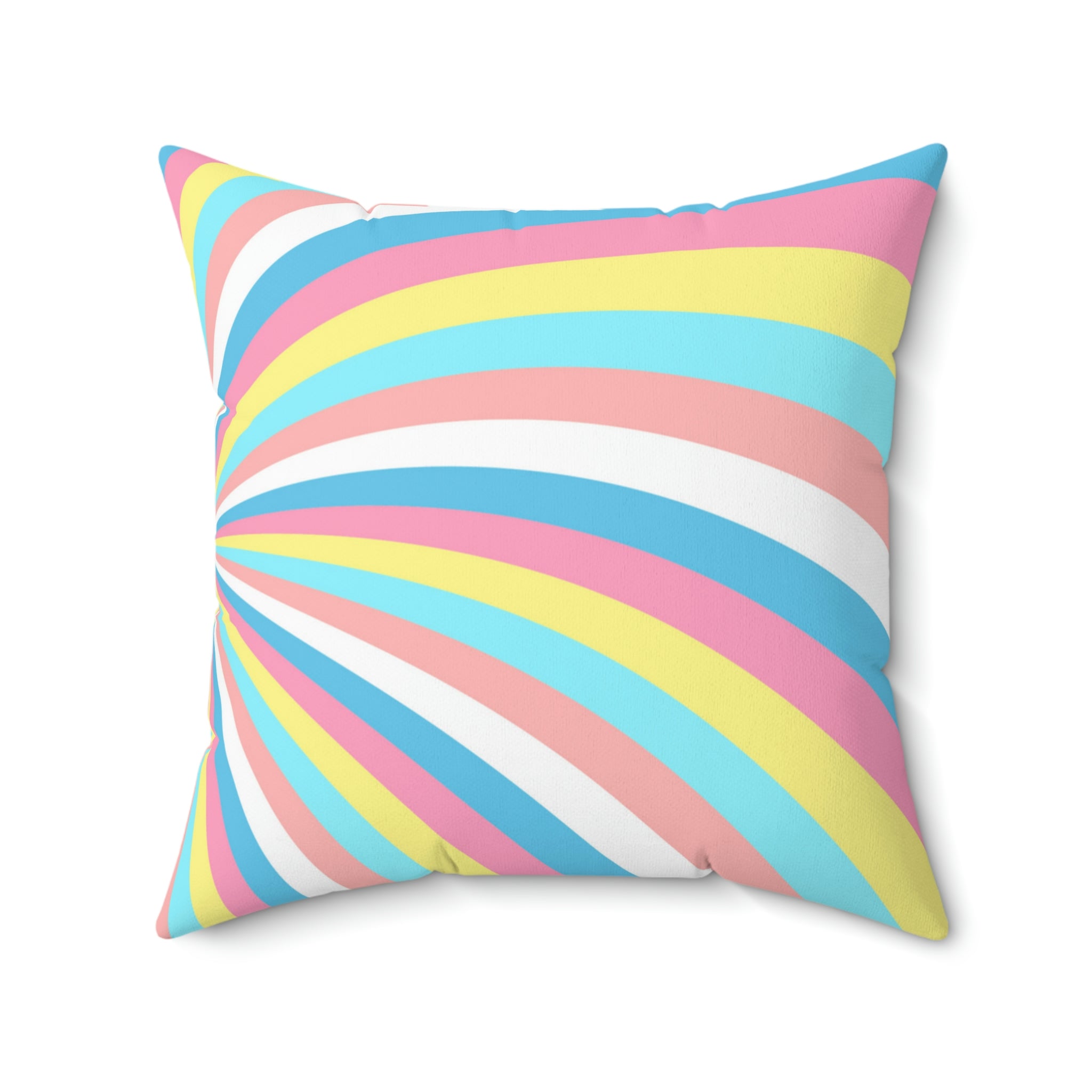 Cotton Candy Rainbow Swirl Square Pillow Home Decor Pink Sweetheart