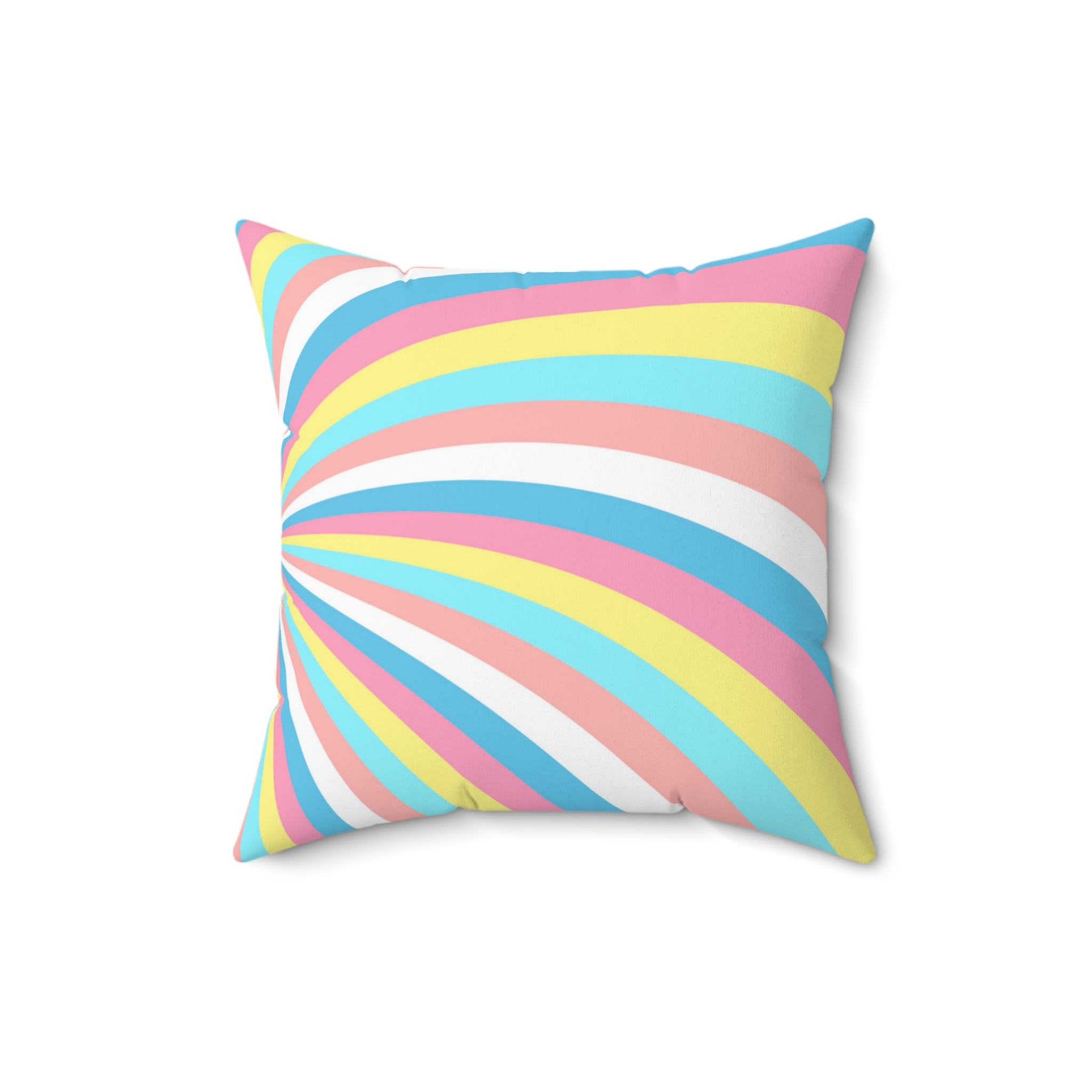 Cotton Candy Rainbow Swirl Square Pillow Home Decor Pink Sweetheart