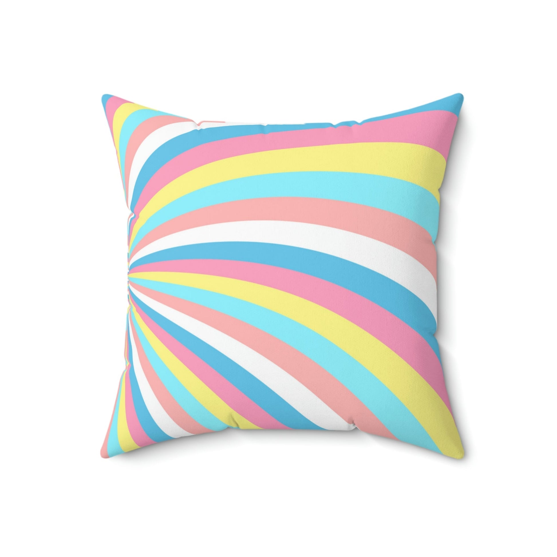 Cotton Candy Rainbow Swirl Square Pillow Home Decor Pink Sweetheart