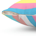 Cotton Candy Rainbow Swirl Square Pillow Home Decor Pink Sweetheart