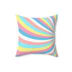 Cotton Candy Rainbow Swirl Square Pillow Home Decor Pink Sweetheart