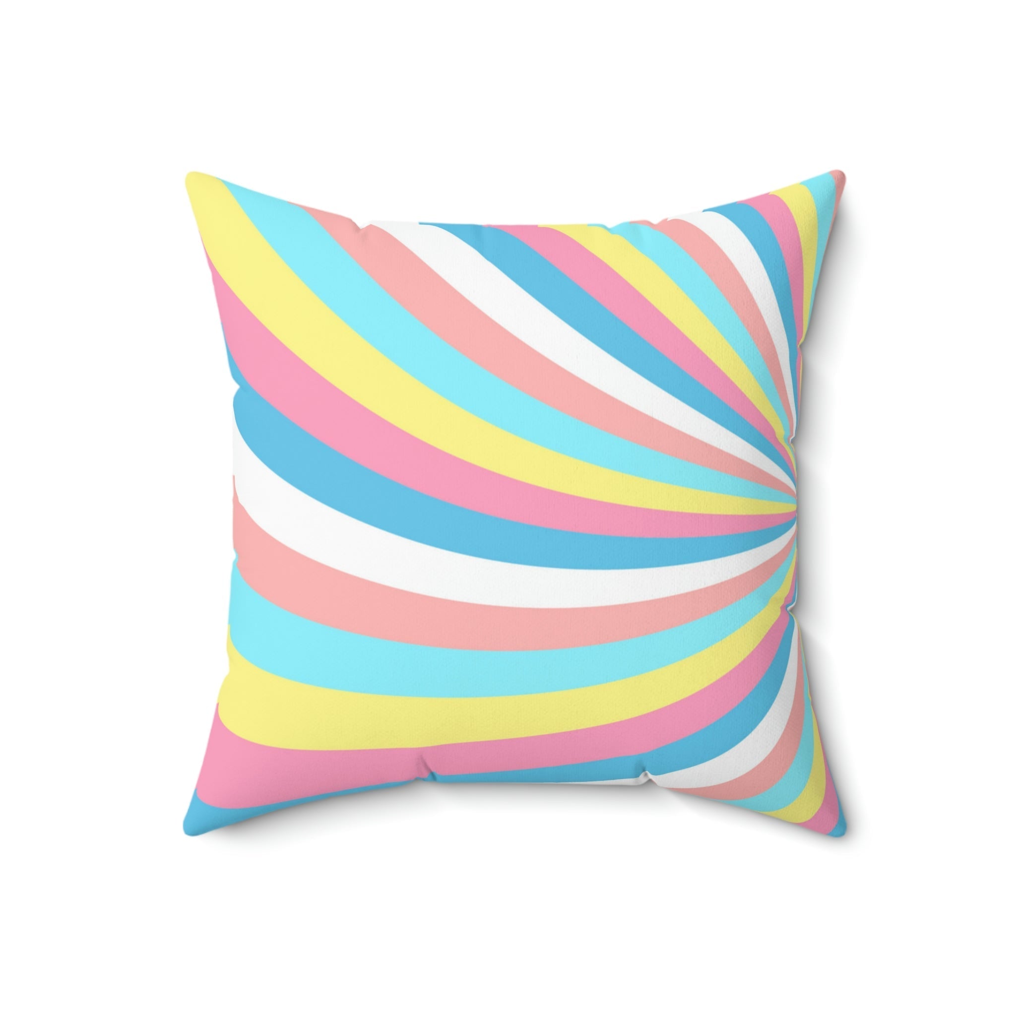Cotton Candy Rainbow Swirl Square Pillow Home Decor Pink Sweetheart