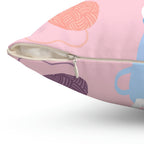 Cozy Cats Square Pillow Home Decor Pink Sweetheart