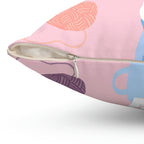 Cozy Cats Square Pillow Home Decor Pink Sweetheart