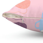 Cozy Cats Square Pillow Home Decor Pink Sweetheart