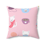 Cozy Cats Square Pillow Home Decor Pink Sweetheart