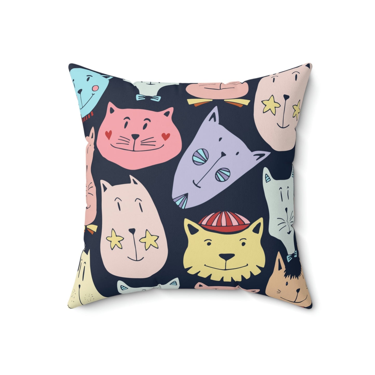 Crazy Cats Square Pillow Home Decor Pink Sweetheart