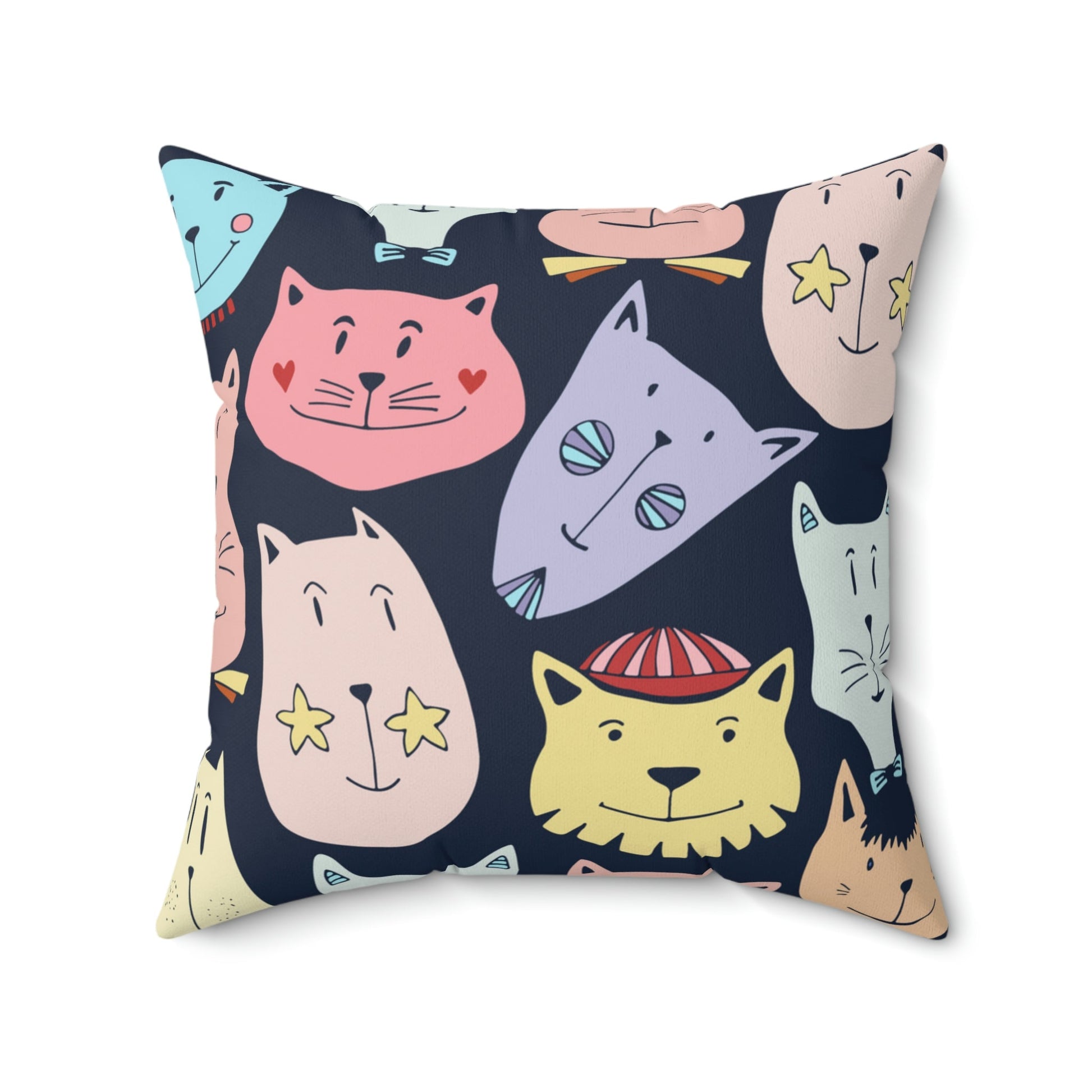 Crazy Cats Square Pillow Home Decor Pink Sweetheart