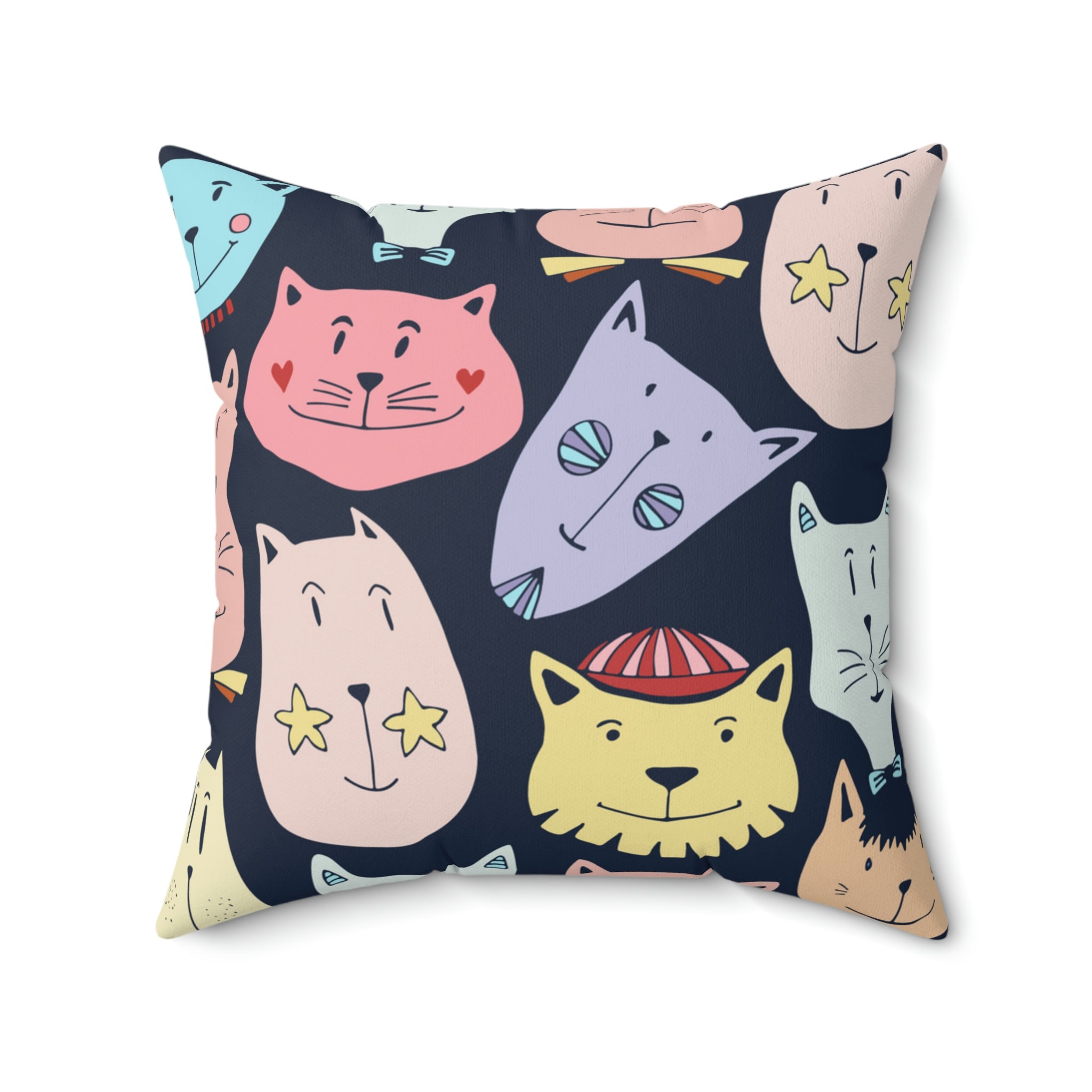 Crazy Cats Square Pillow Home Decor Pink Sweetheart