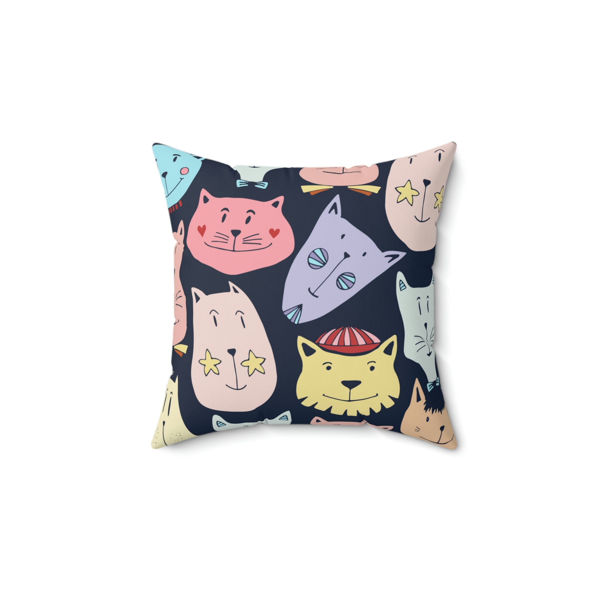 Crazy Cats Square Pillow Home Decor Pink Sweetheart