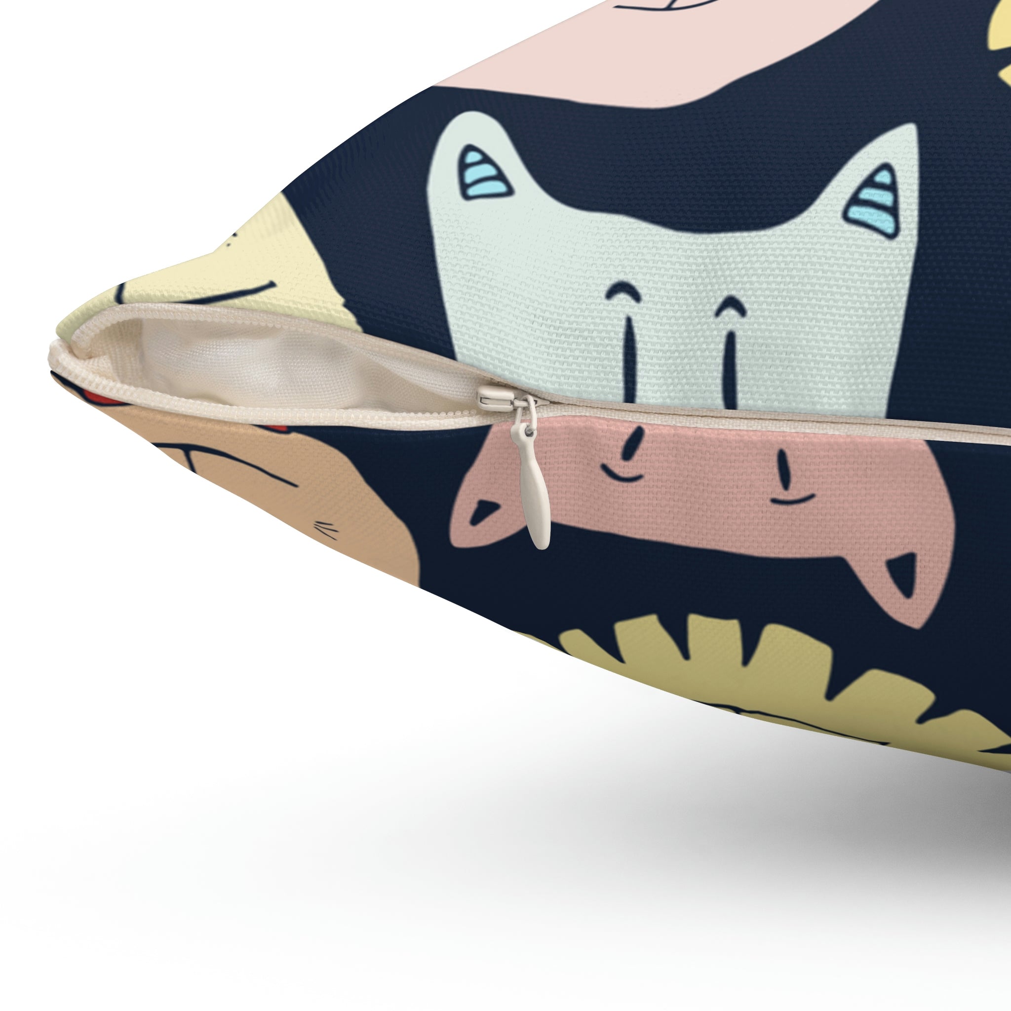 Crazy Cats Square Pillow Home Decor Pink Sweetheart