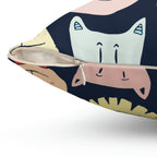 Crazy Cats Square Pillow Home Decor Pink Sweetheart