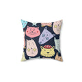 Crazy Cats Square Pillow - Pink Sweetheart