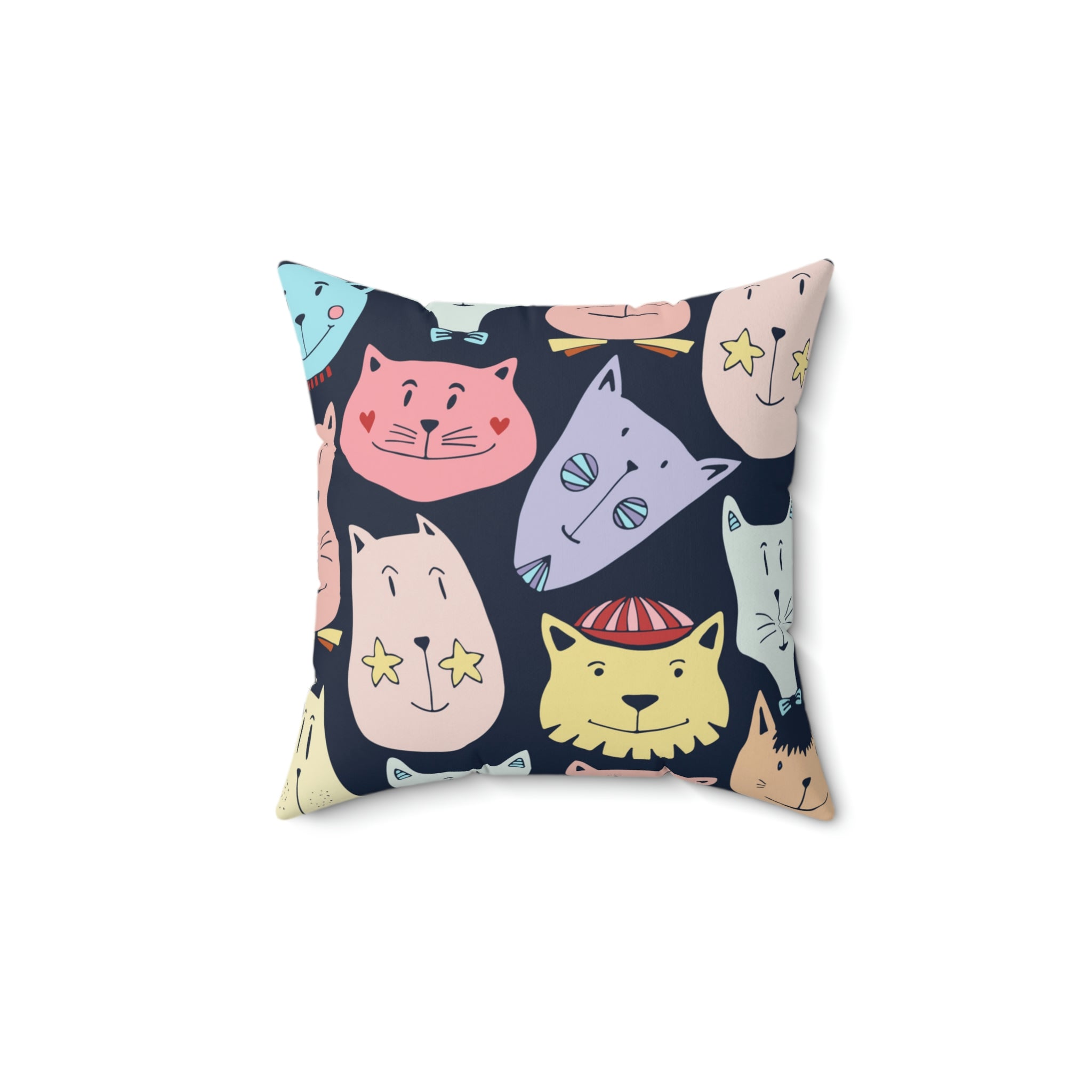 Crazy Cats Square Pillow Home Decor Pink Sweetheart