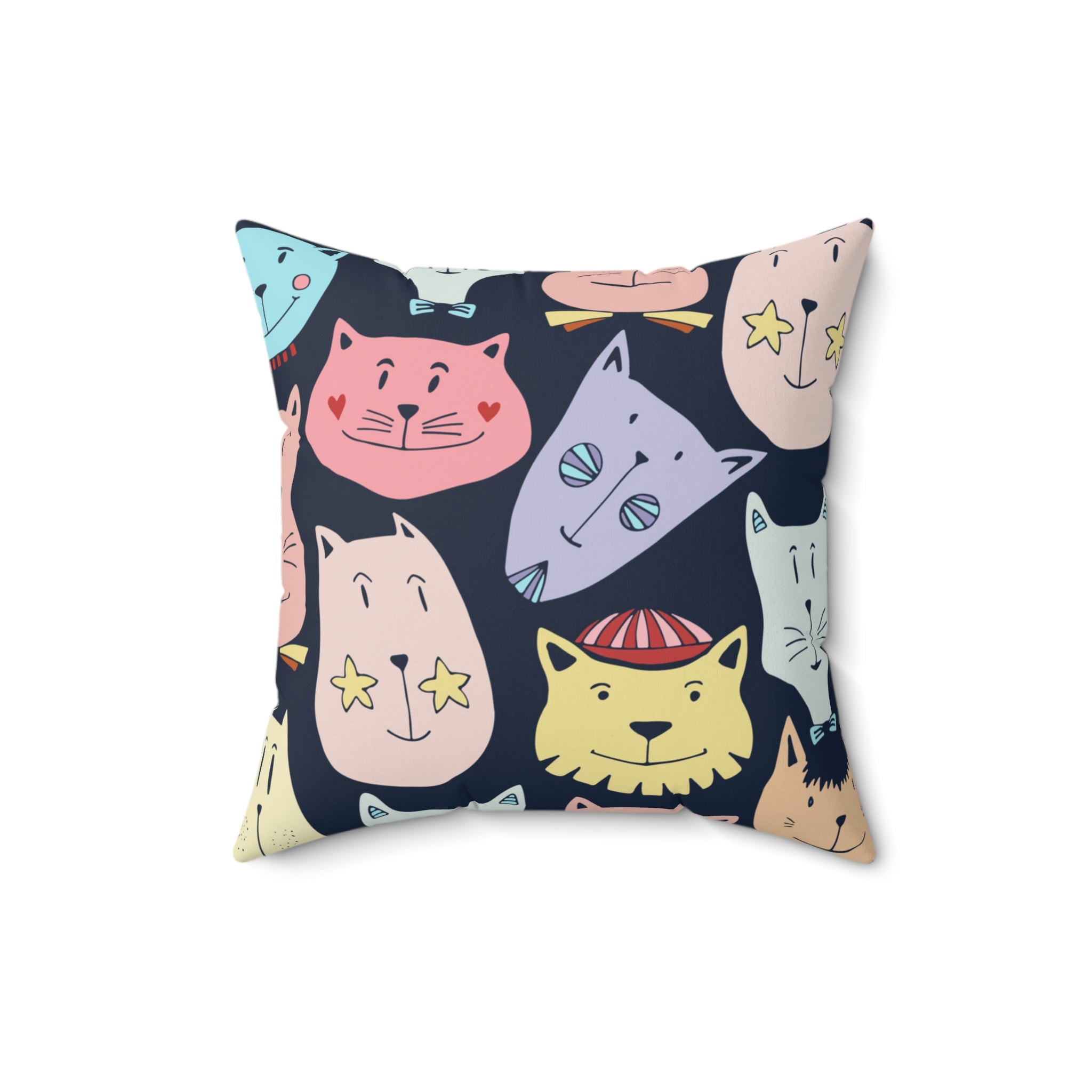 Crazy Cats Square Pillow Home Decor Pink Sweetheart