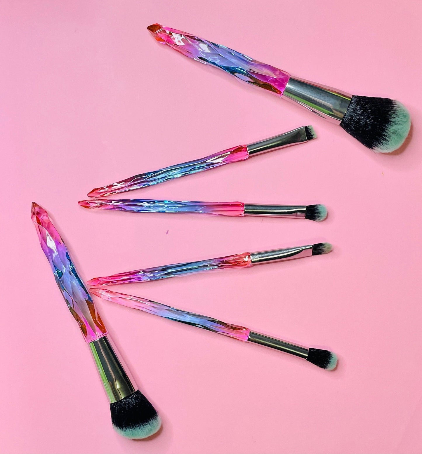 Crystal Diamond Cut Makeup Brush Set Makeup Brushes Pink Sweetheart