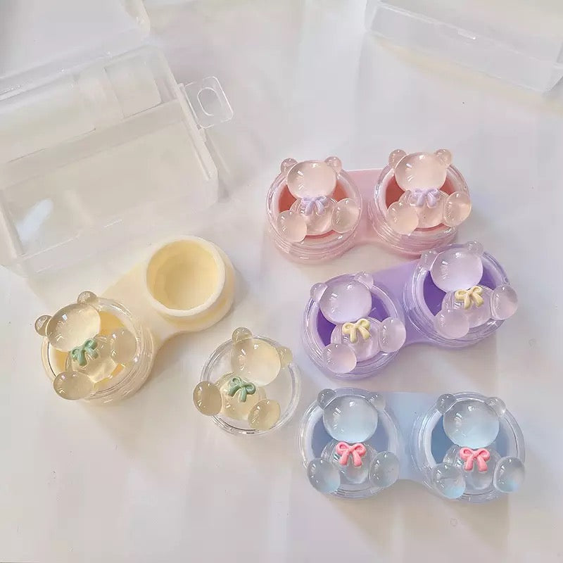 Crystal Teddy Bear Contact Lens Case  Pink Sweetheart