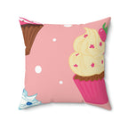 Cupcake Party Square Pillow Home Decor Pink Sweetheart