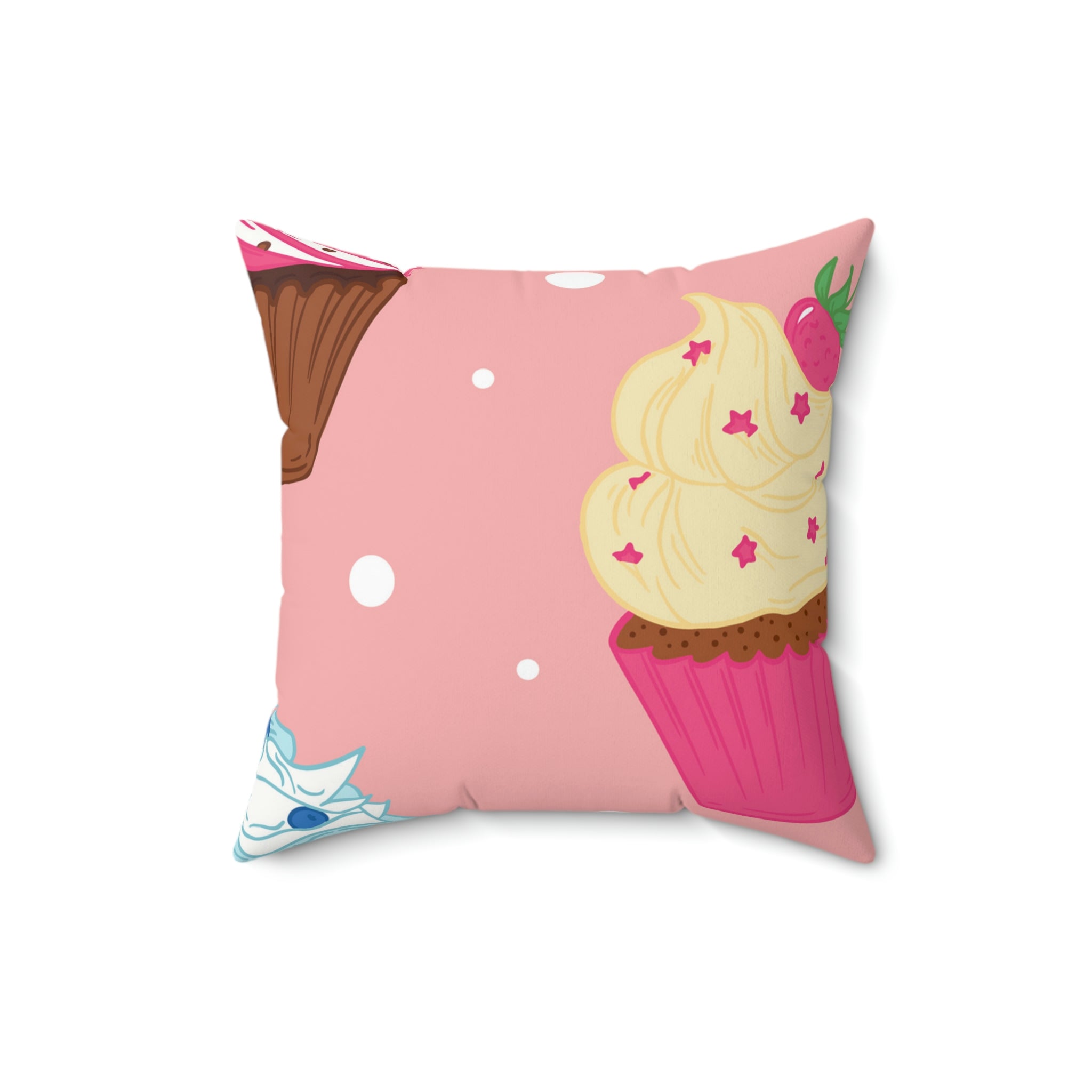 Cupcake Party Square Pillow Home Decor Pink Sweetheart