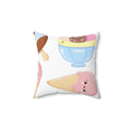 Cute Ice Cream Buddies Square Pillow - Pink Sweetheart