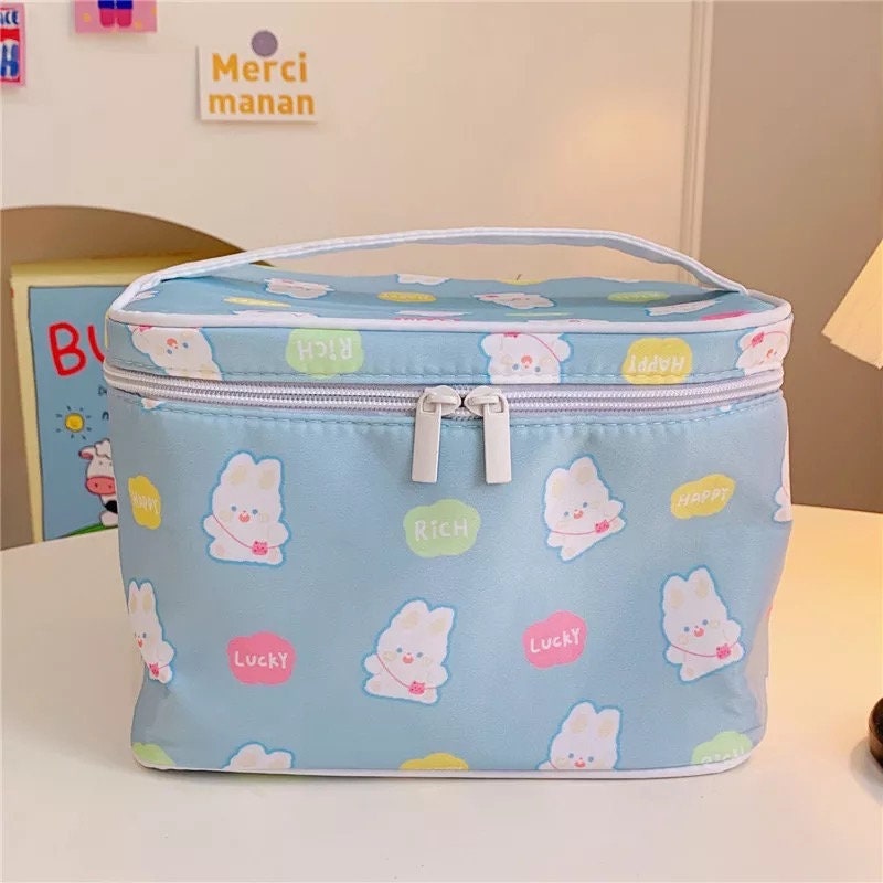 Cute Kawaii Character Pattern Cosmetic Makeup Bag Pink Sweetheart
