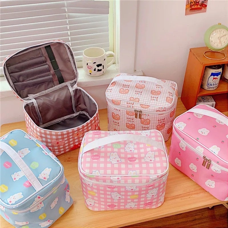 Cute Kawaii Character Pattern Cosmetic Makeup Bag Pink Sweetheart