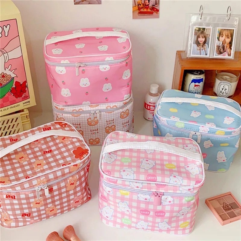 Cute Kawaii Character Pattern Cosmetic Makeup Bag Pink Sweetheart
