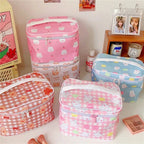 Cute Kawaii Character Pattern Cosmetic Makeup Bag Pink Sweetheart