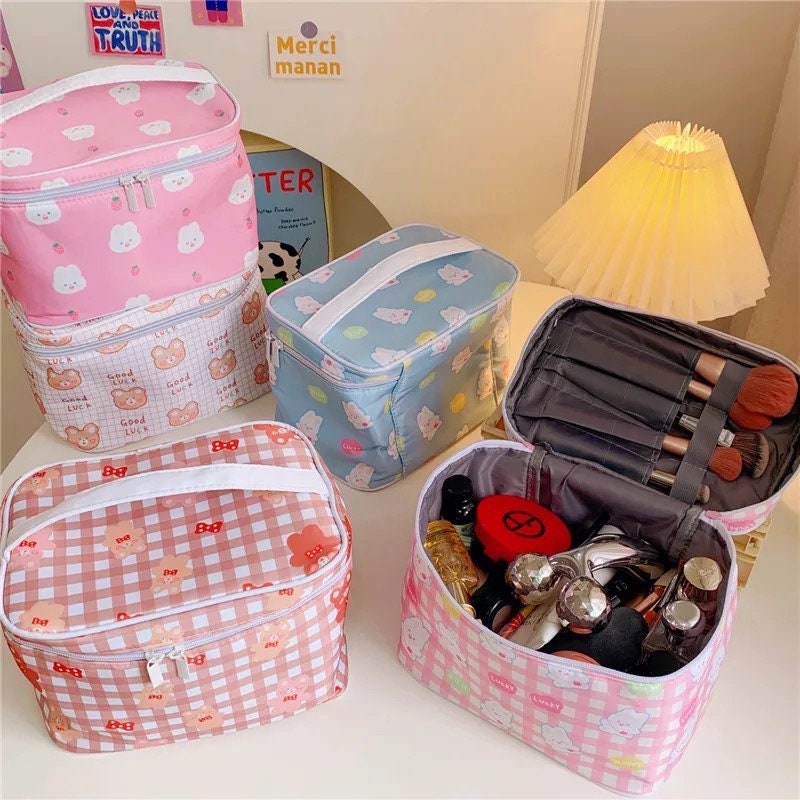 Cute Kawaii Character Pattern Cosmetic Makeup Bag Pink Sweetheart