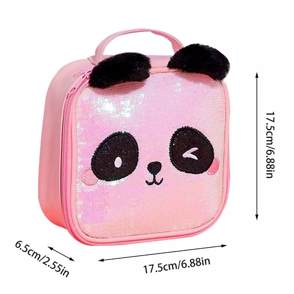 Cute Sequin Panda Makeup Bag Cosmetic & Toiletry Bags Pink Sweetheart