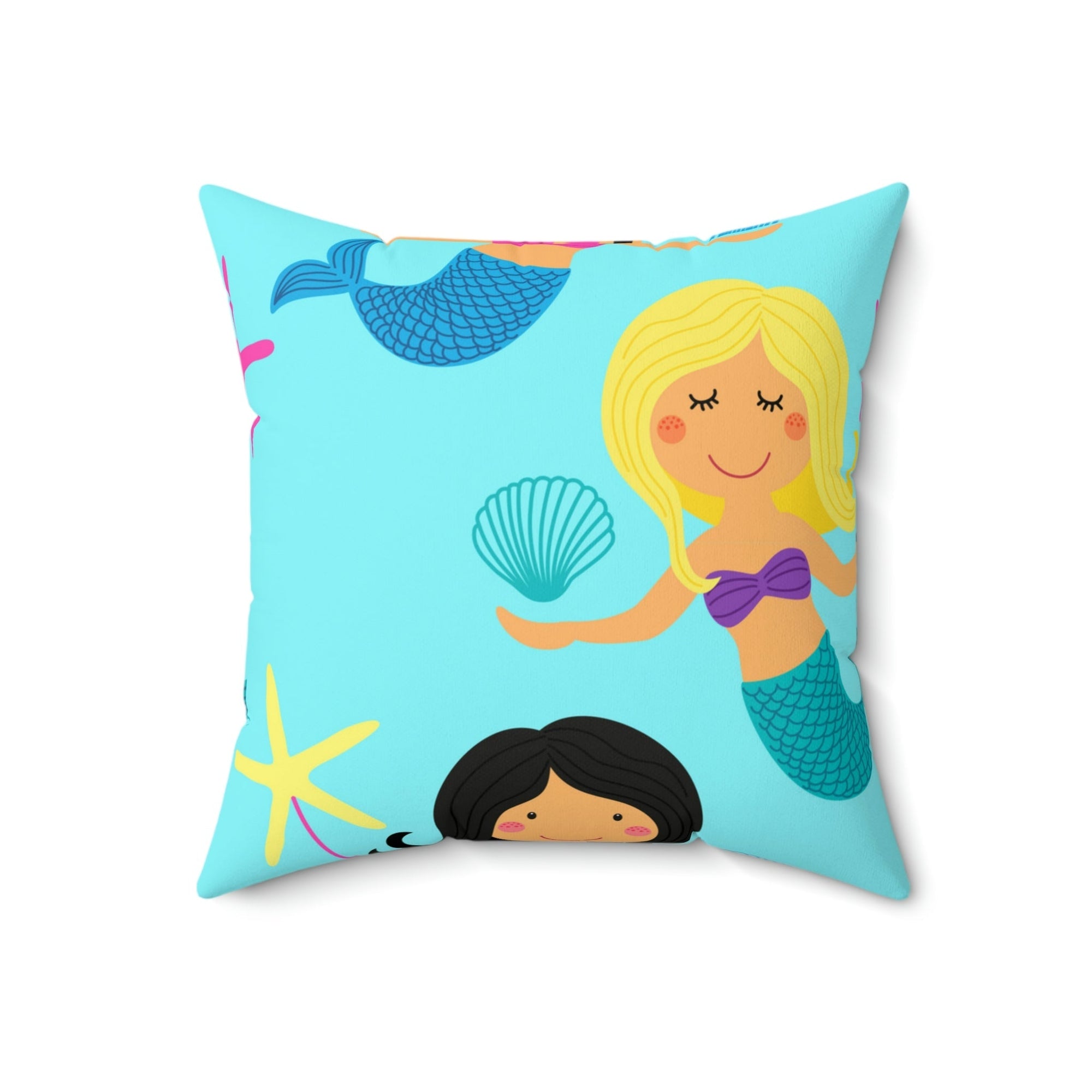 Dainty Little Mermaid Square Pillow Home Decor Pink Sweetheart