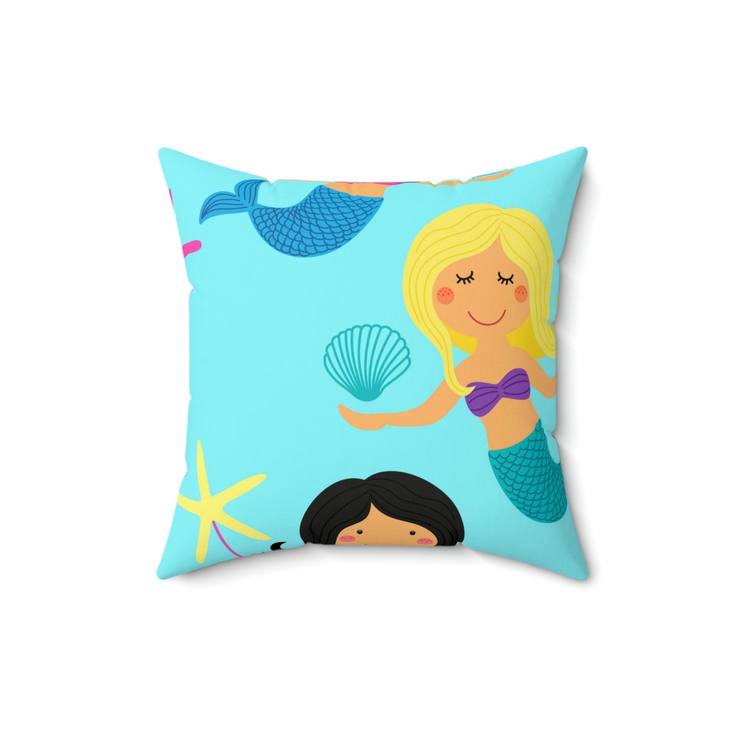 Dainty Little Mermaid Square Pillow Home Decor Pink Sweetheart