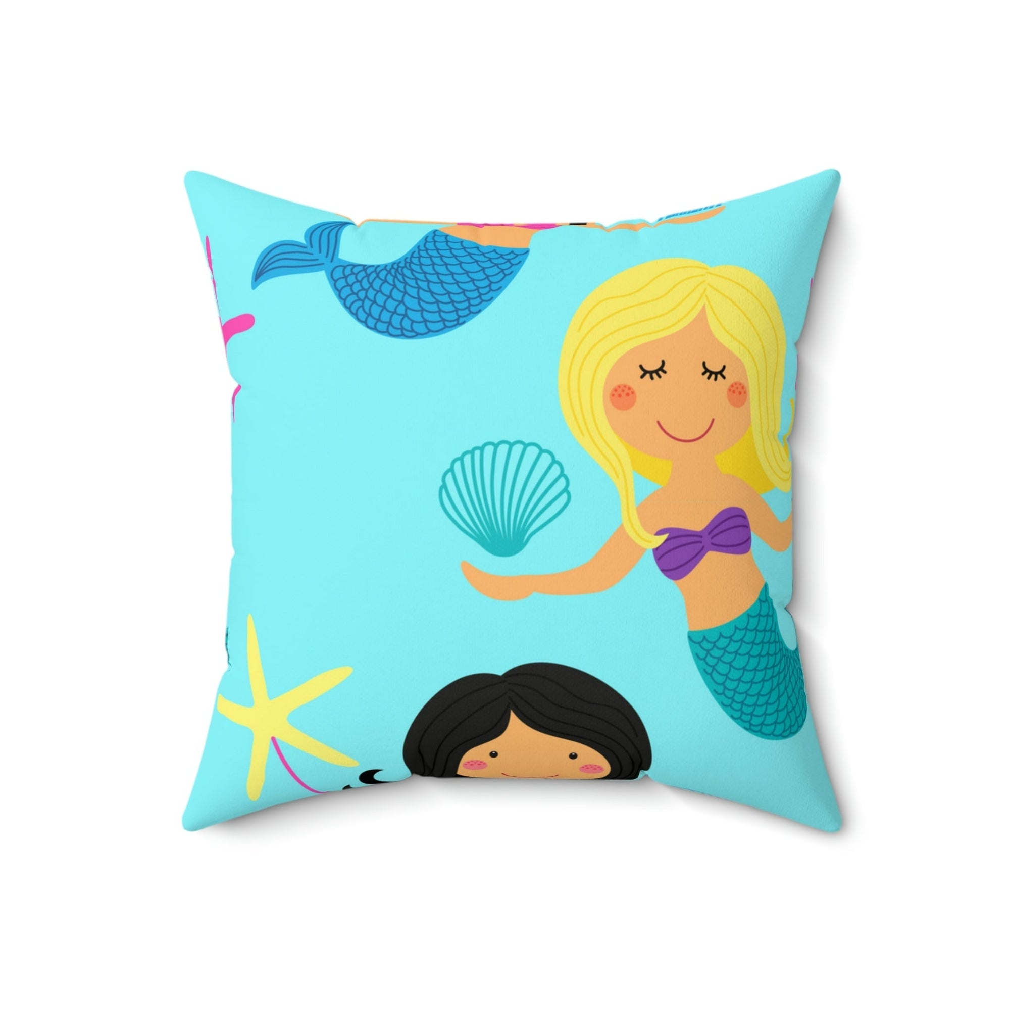 Dainty Little Mermaid Square Pillow Home Decor Pink Sweetheart