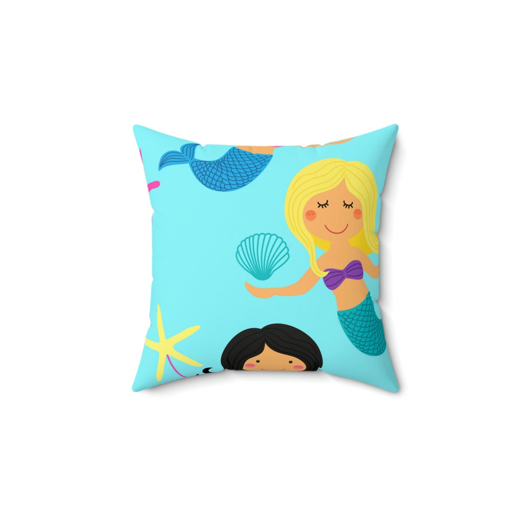 Dainty Little Mermaid Square Pillow Home Decor Pink Sweetheart
