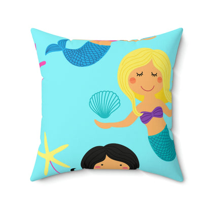 Dainty Little Mermaid Square Pillow Home Decor Pink Sweetheart