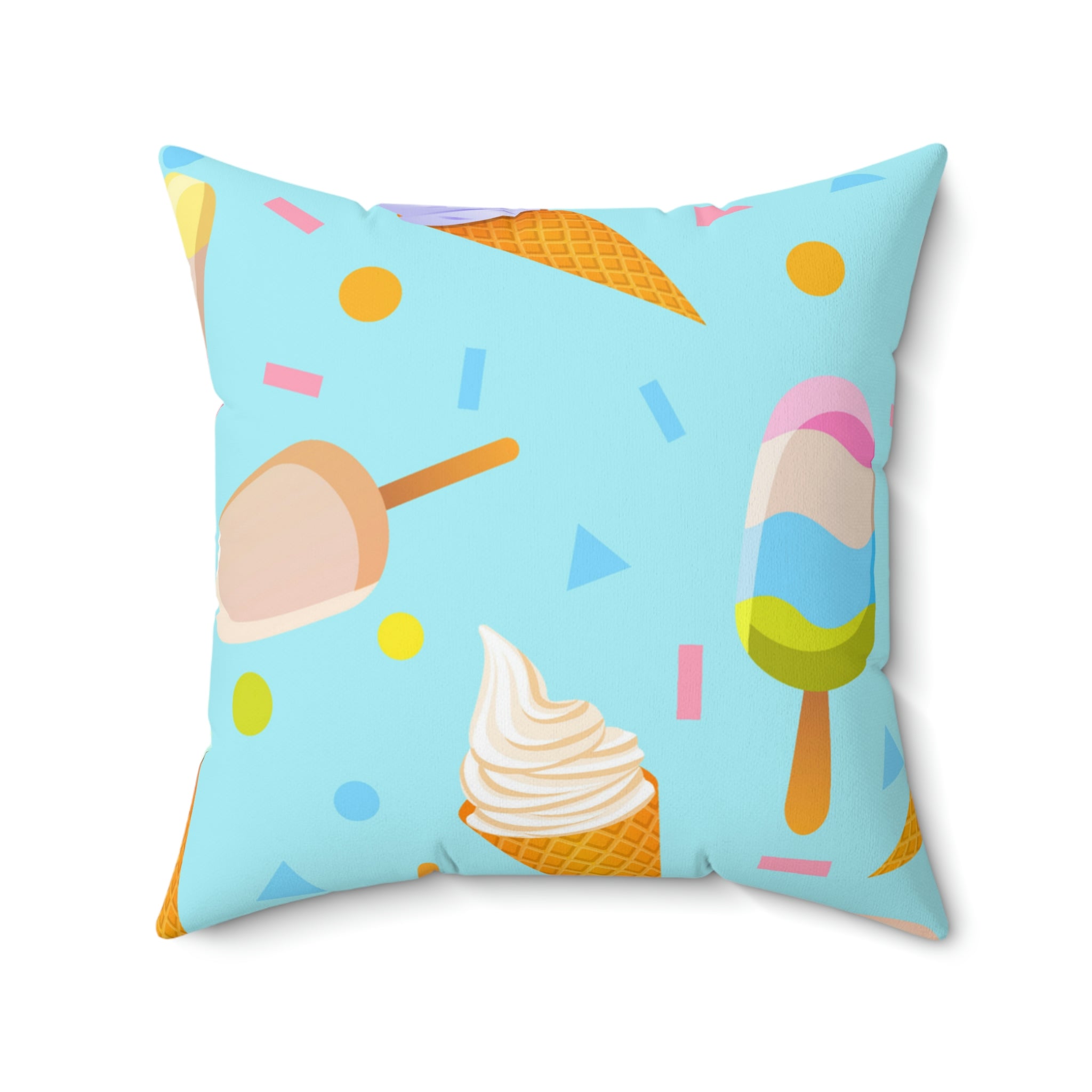 Delicious Frozen Dairy Treats Square Pillow Home Decor Pink Sweetheart
