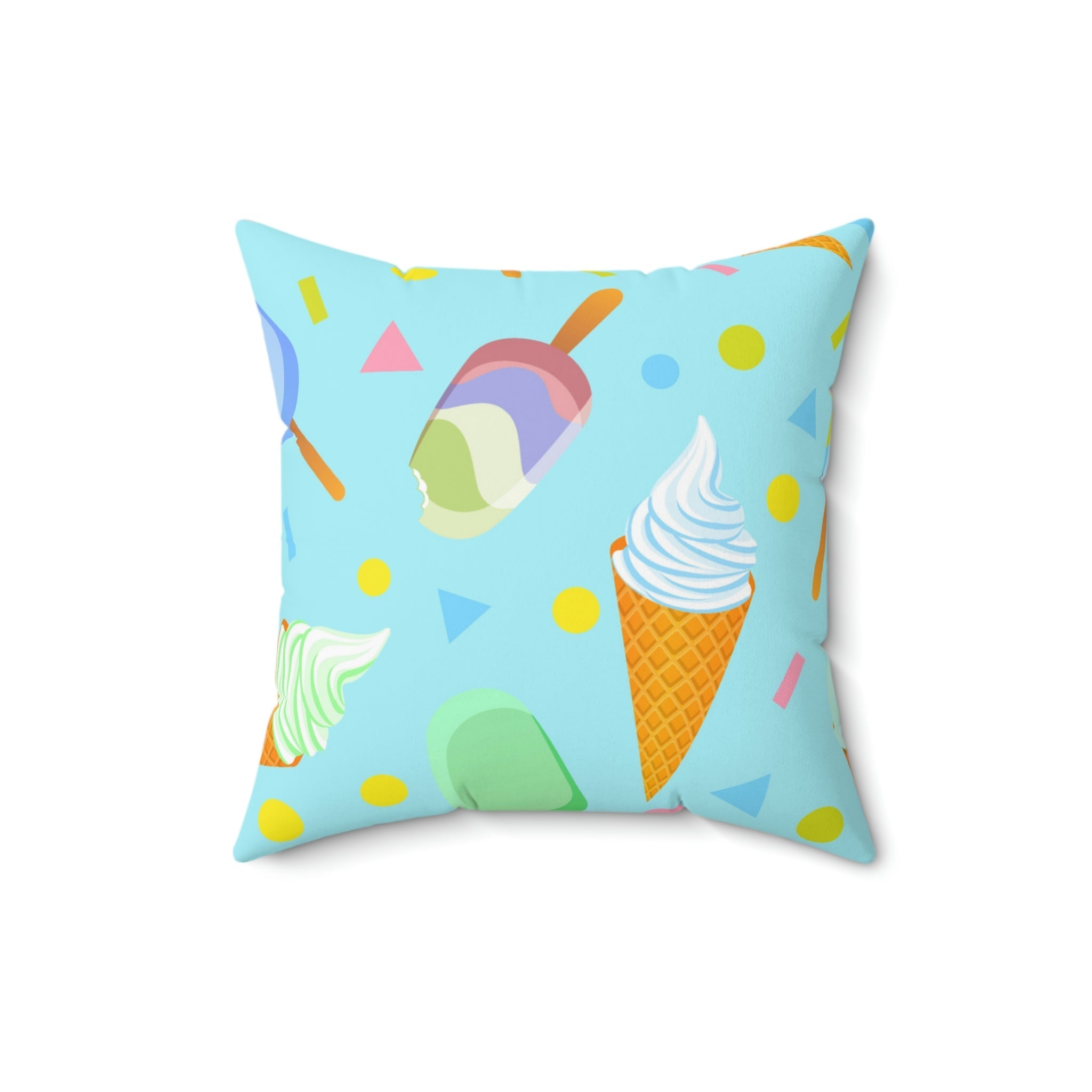 Delicious Frozen Dairy Treats Square Pillow Home Decor Pink Sweetheart