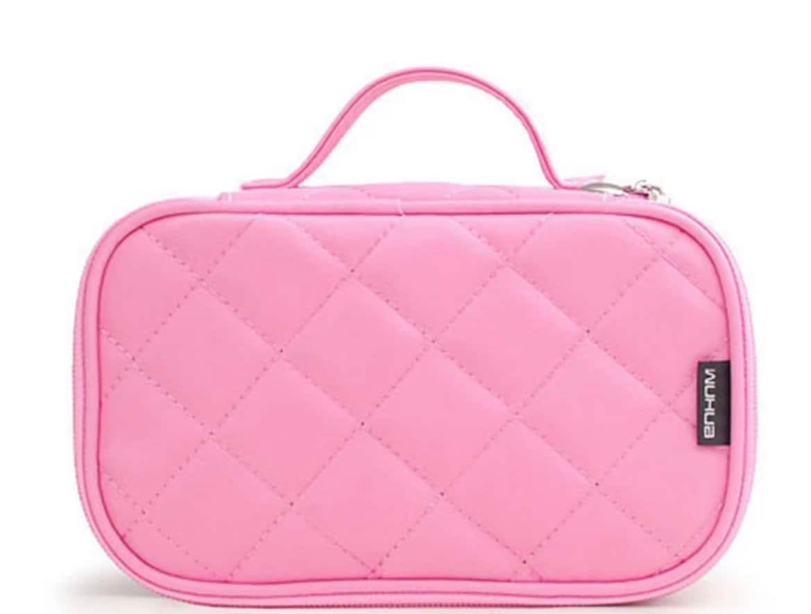 Deluxe Quilted Makeup Storage Bag Cosmetic & Toiletry Bags Pink Sweetheart