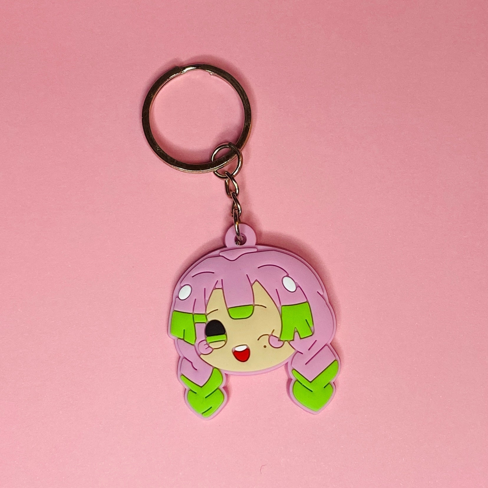 Demon Slayer Anime Waifu Rubber Keychain Charm Keychains Pink Sweetheart