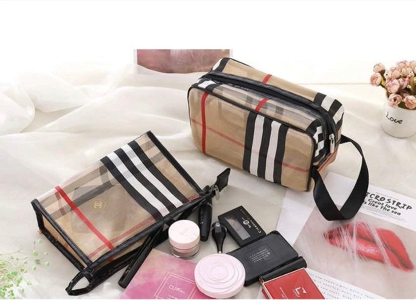 Designer Inspired 3PCS Cosmetic Makeup Bag Set (Limited Edition) Cosmetic & Toiletry Bags Pink Sweetheart