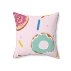 Donuts and Sprinkles Square Pillow Home Decor Pink Sweetheart
