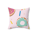 Donuts and Sprinkles Square Pillow Home Decor Pink Sweetheart
