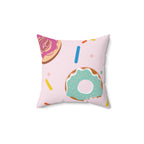Donuts and Sprinkles Square Pillow Home Decor Pink Sweetheart
