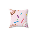 Donuts and Sprinkles Square Pillow Home Decor Pink Sweetheart
