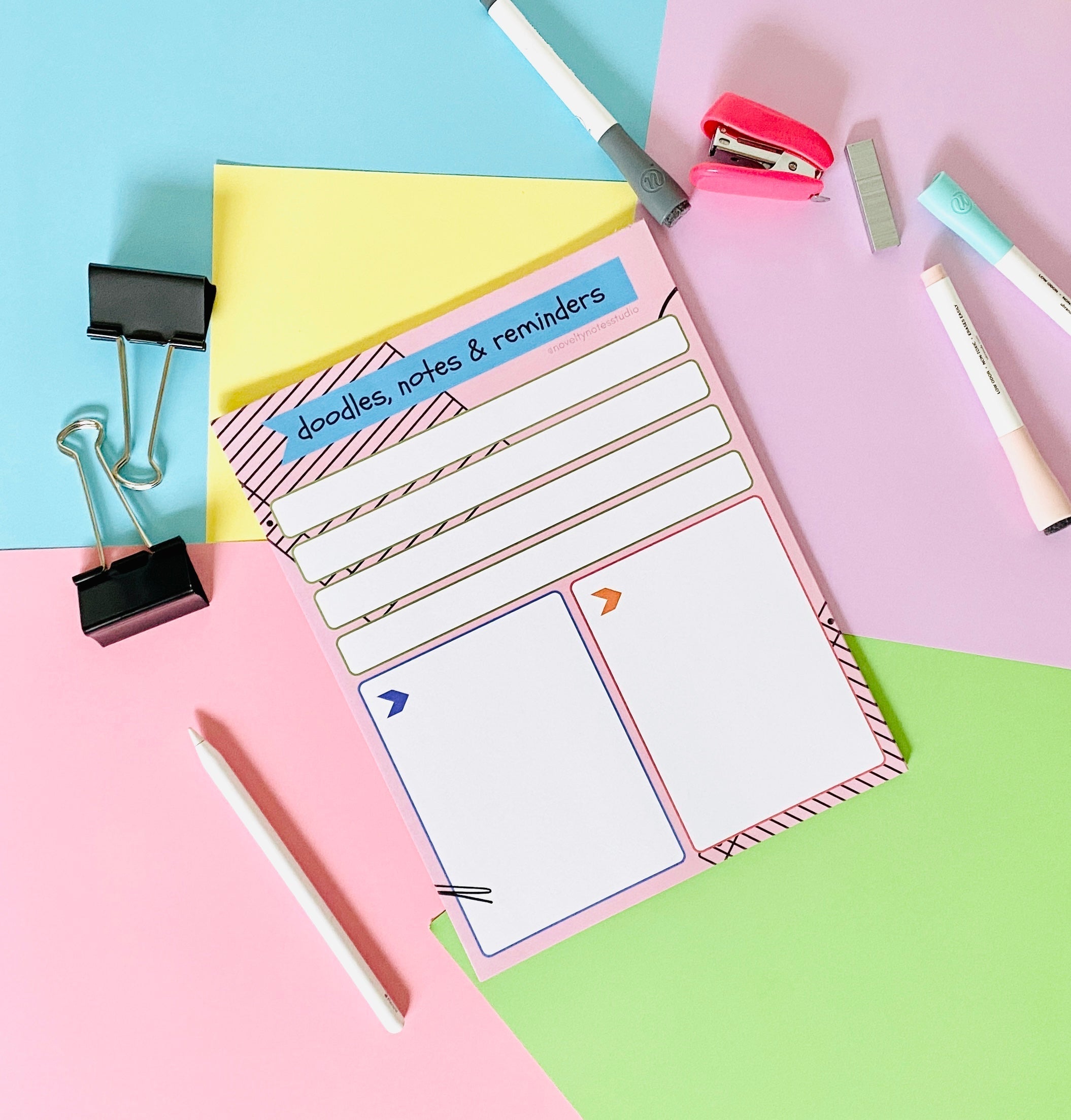 Doodles Notes Reminders Pastel Stationery Notepad Notebooks & Notepads Pink Sweetheart