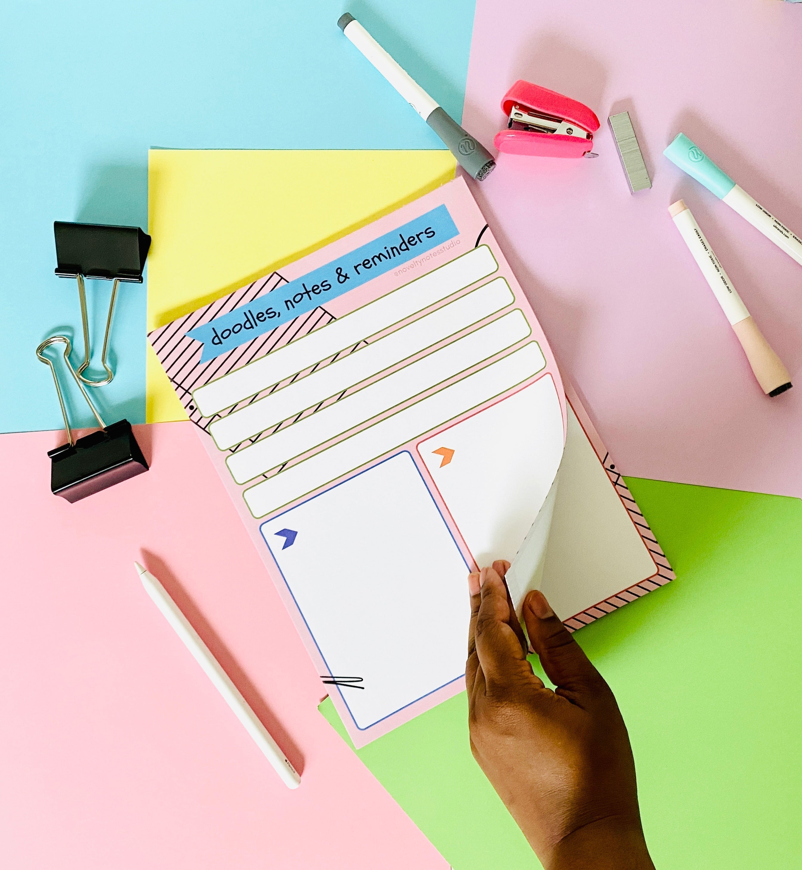 Doodles Notes Reminders Pastel Stationery Notepad Notebooks & Notepads Pink Sweetheart