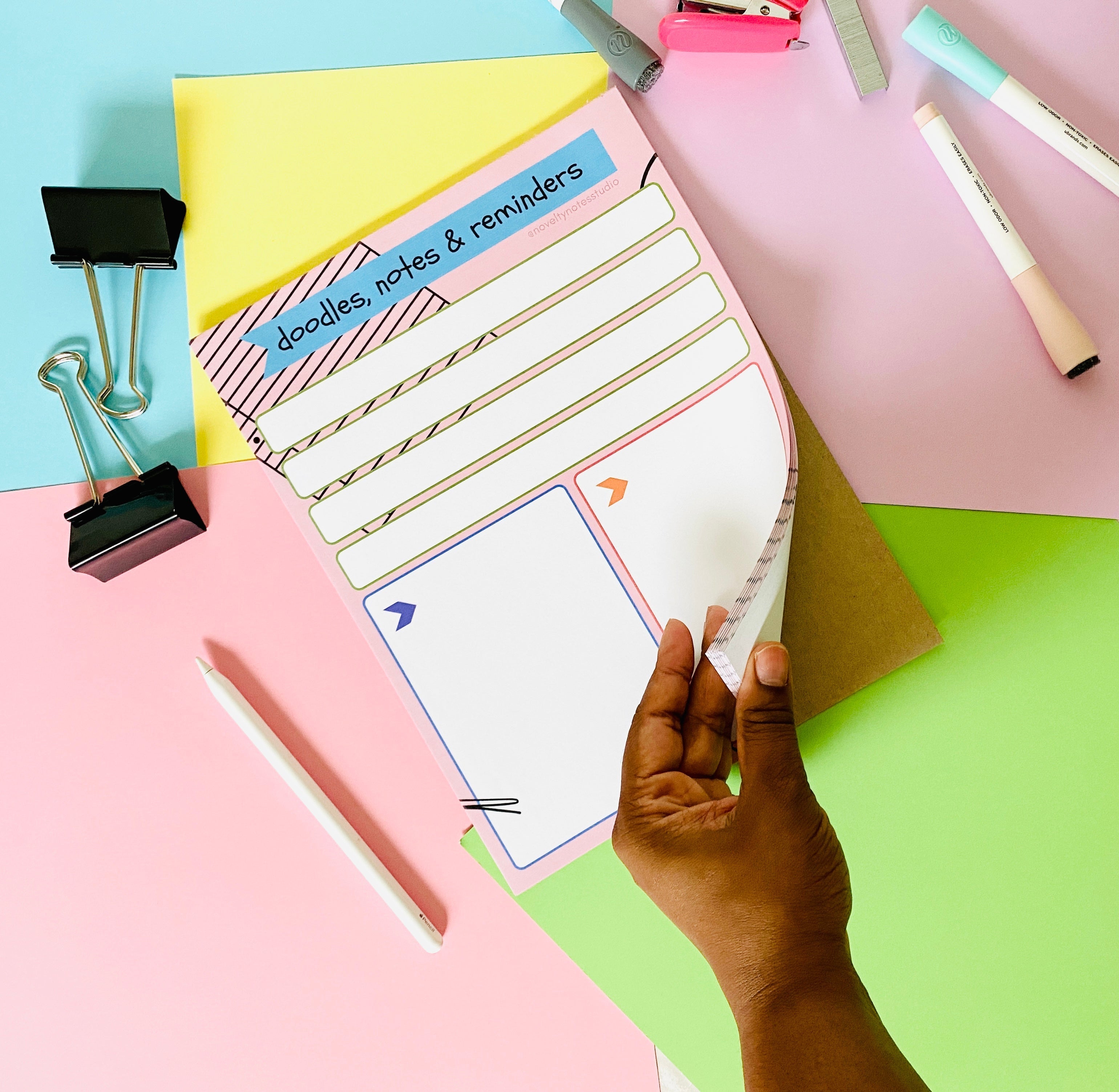 Doodles Notes Reminders Pastel Stationery Notepad Notebooks & Notepads Pink Sweetheart