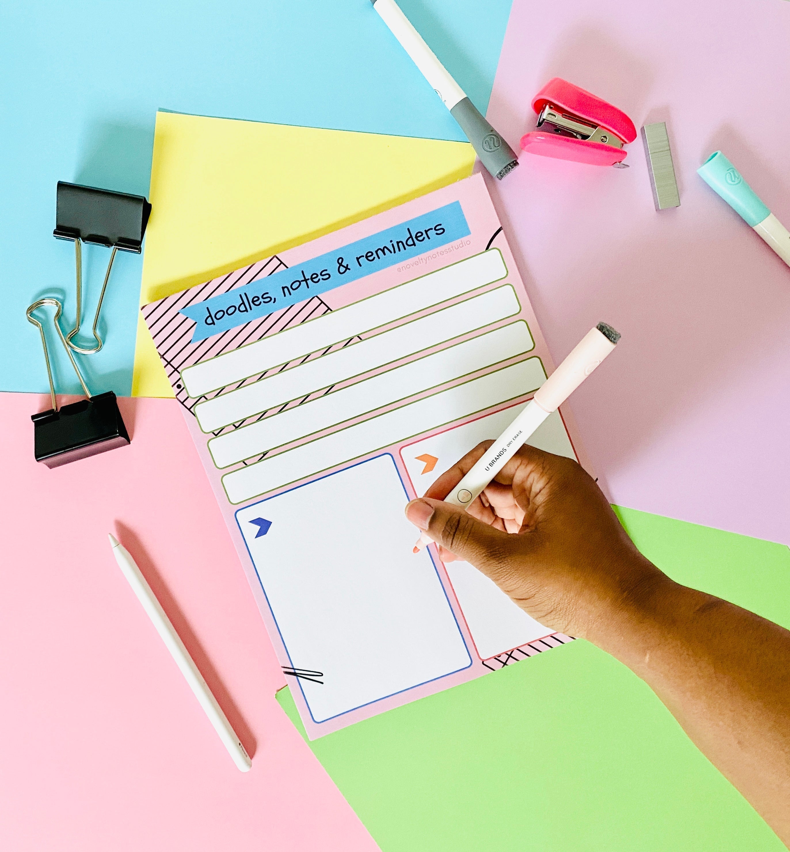 Doodles Notes Reminders Pastel Stationery Notepad Notebooks & Notepads Pink Sweetheart
