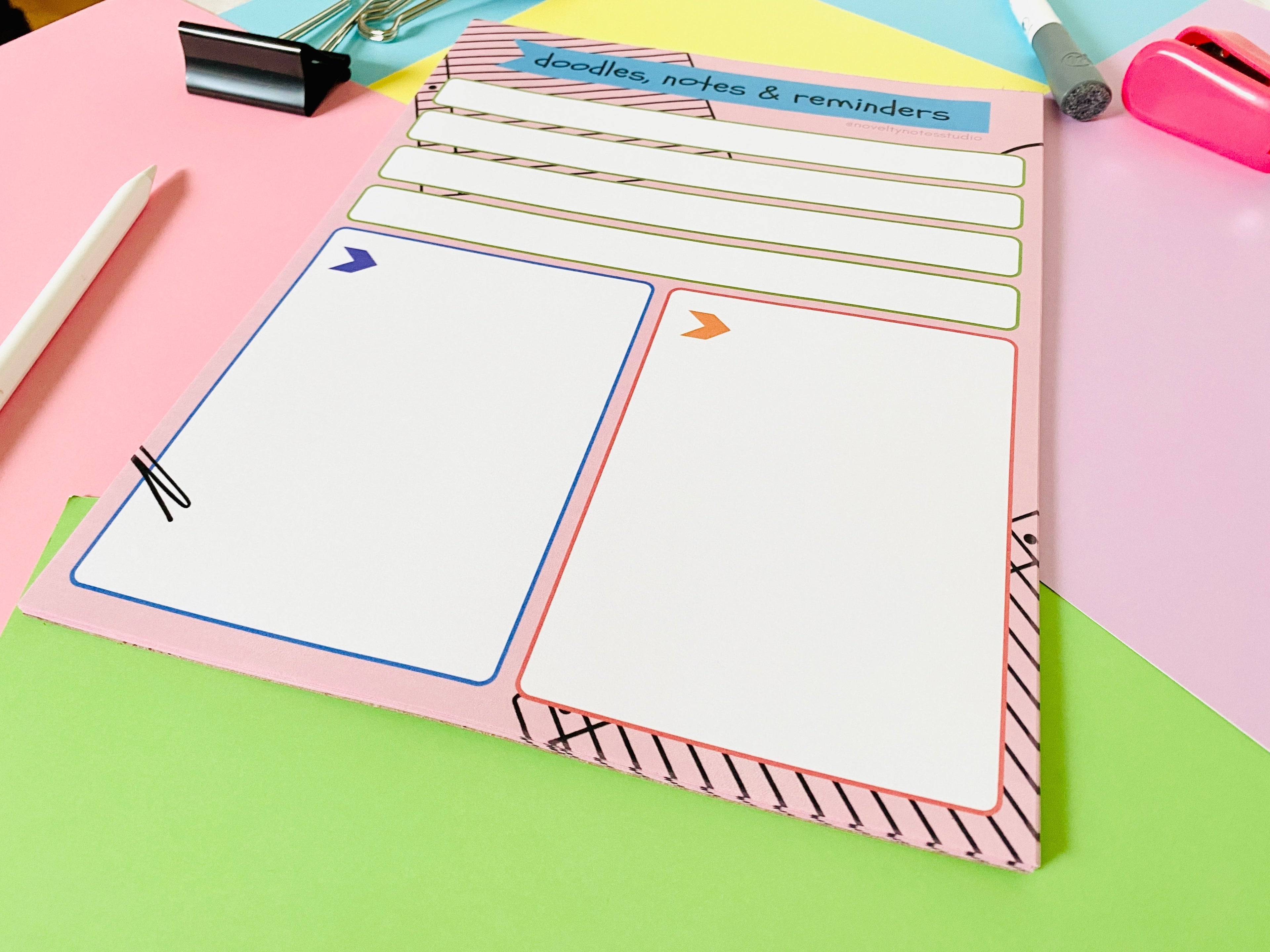 Doodles Notes Reminders Pastel Stationery Notepad Notebooks & Notepads Pink Sweetheart