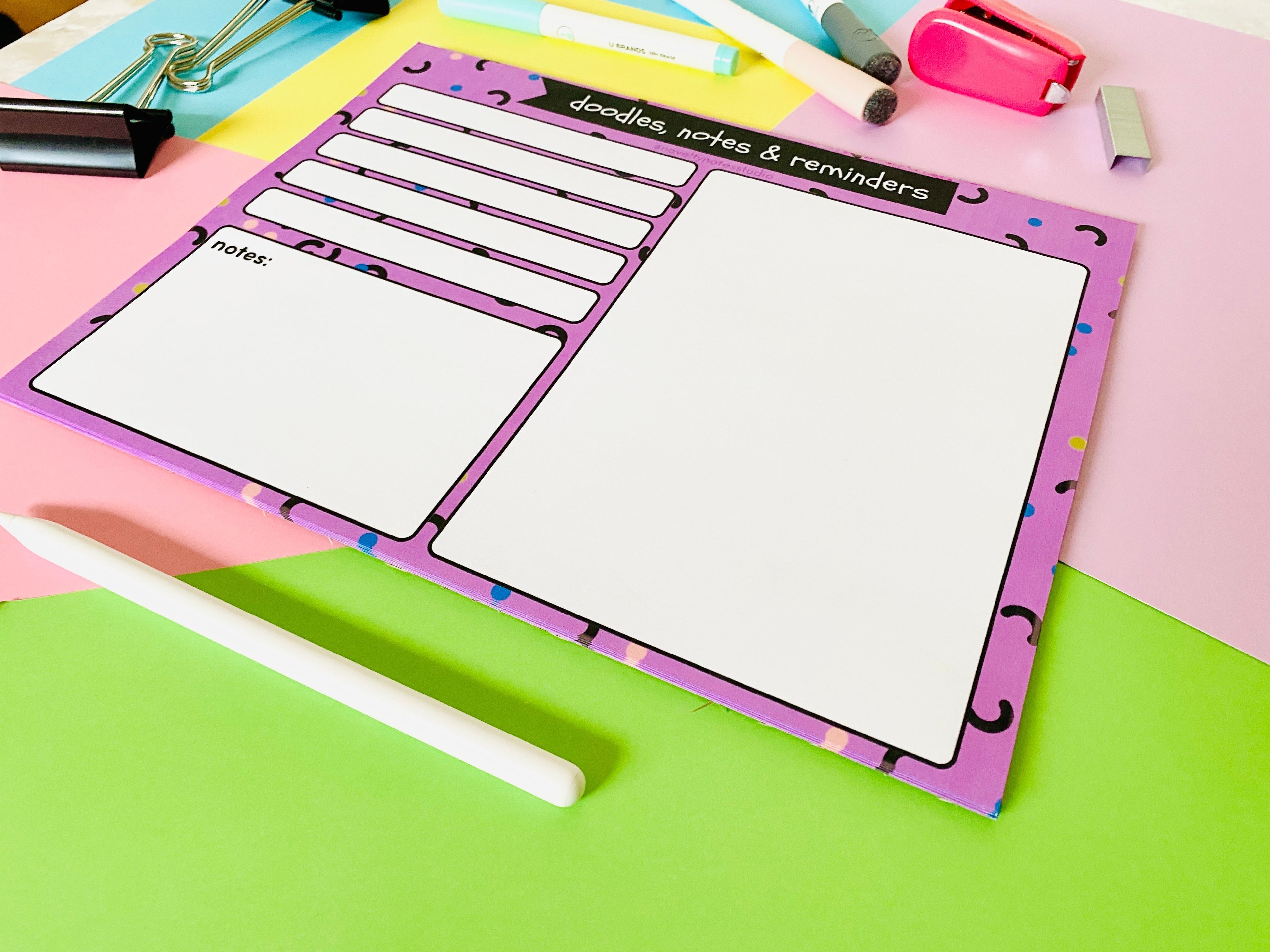 Doodles Notes Reminders Stationery Notepad  Pink Sweetheart